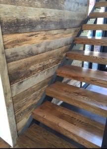 Free hanging reclaimed oak stair treads
